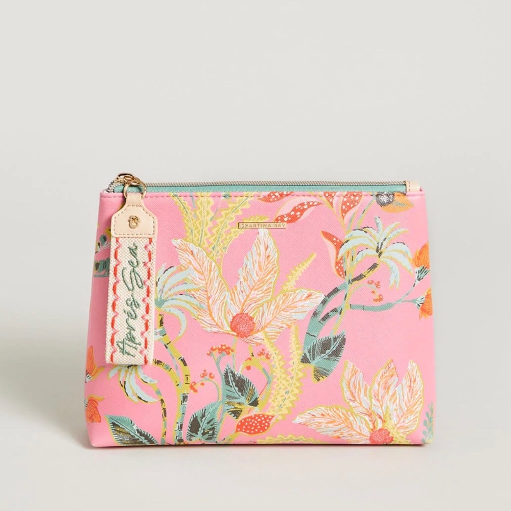 NWT Spartina 449 Queenie Tropical Floral Pink Apres Sea Bag
